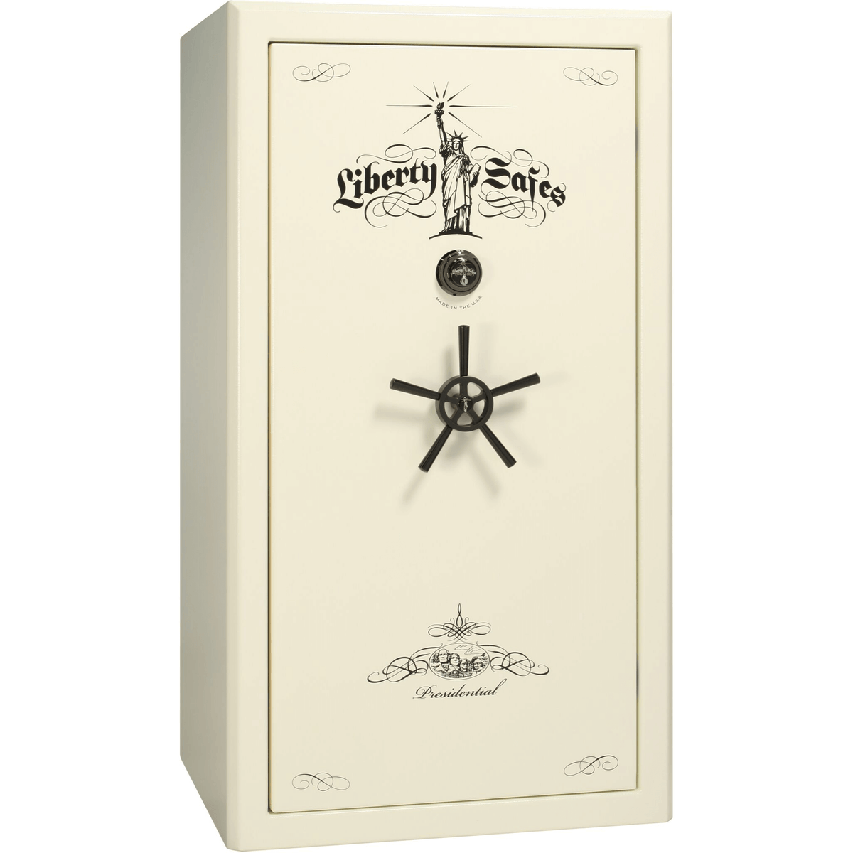 Presidential Series | Level 8 Security | 2.5 Hours Fire Protection | 40 | Dimensions: 66.5&quot;(H) x 36.25&quot;(W) x 27.75&quot;(D*) | White Marble | Black Chrome Hardware | Mechanical Lock