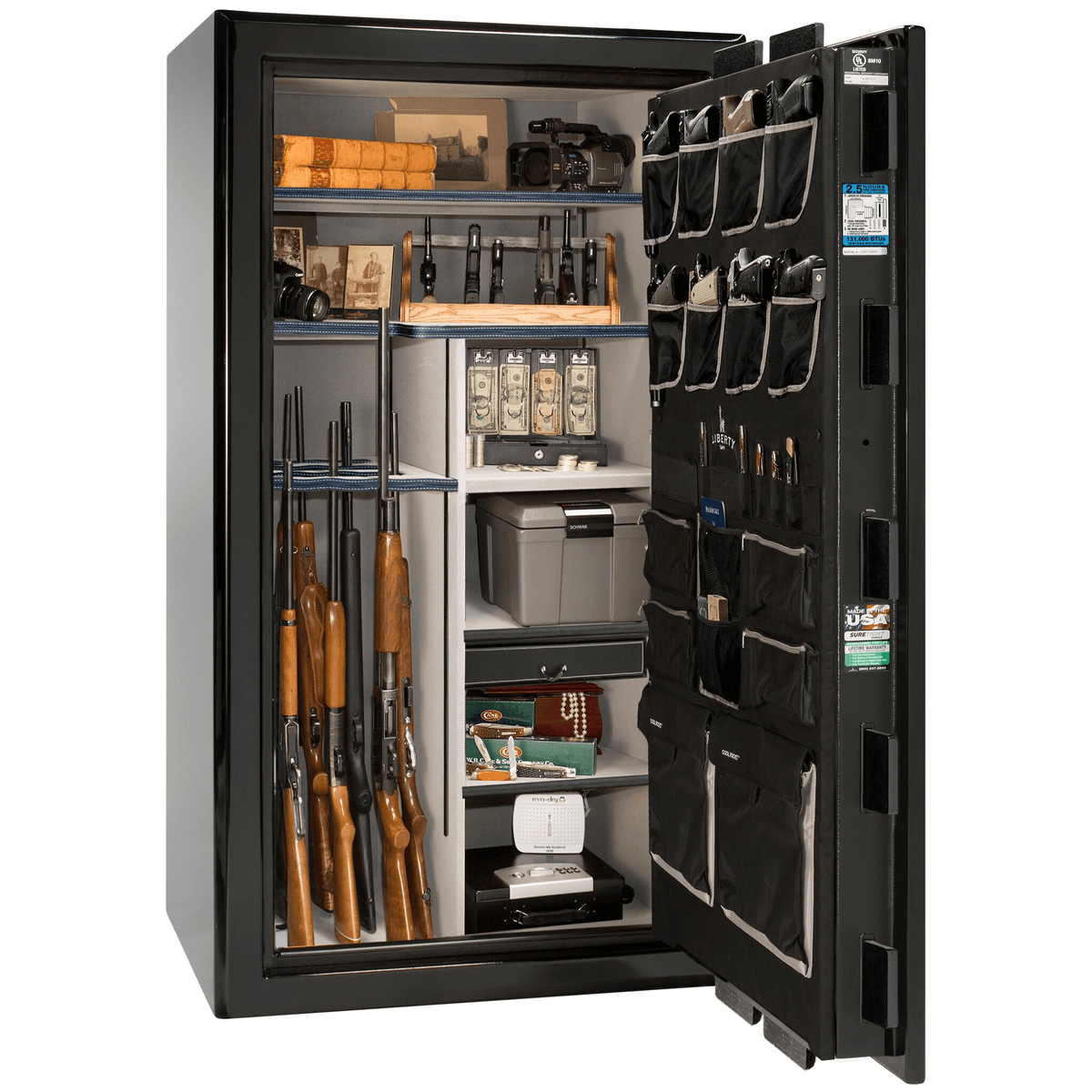 Presidential Series | Level 8 Security | 2.5 Hours Fire Protection | 40 | Dimensions: 66.5&quot;(H) x 36.25&quot;(W) x 27.75&quot;(D*) | Black Gloss | Chrome Hardware | Mechanical Lock