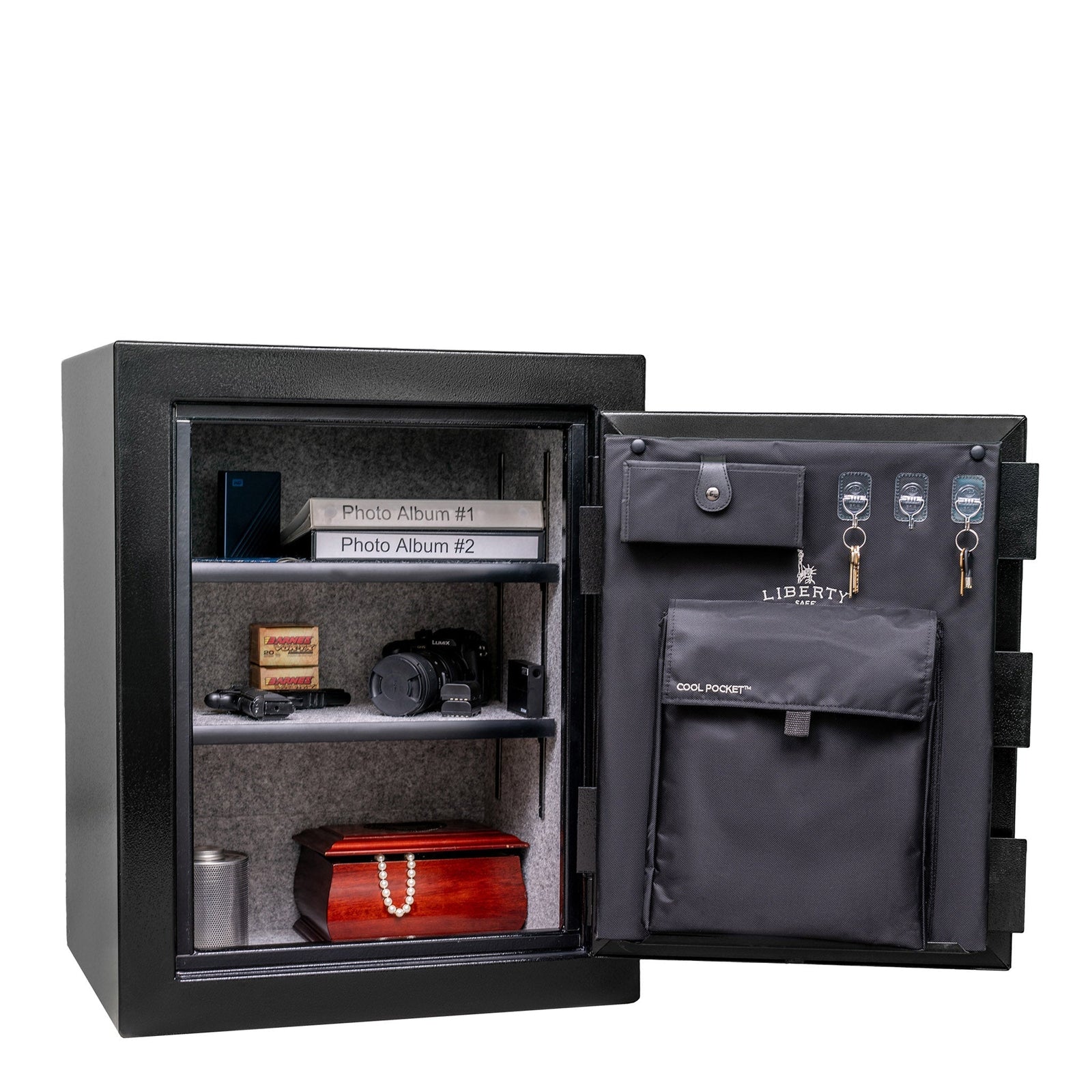Home Series | 08 | Level 1 Security | 60 Minute Fire Protection | Dimensions: 30"(H) x 24.5"(W) x 20"(D) | Textured Black - Closed Door